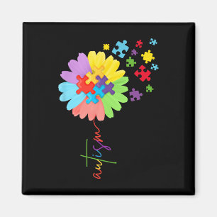 Autism Awareness Sunflower Puzzle Piece  Kids  Magnet