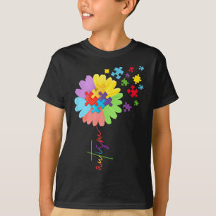 Autism Awareness Sunflower Puzzle Piece Kids T-Shirt