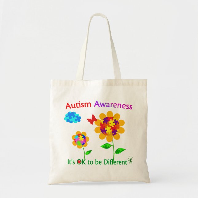 Autism Awareness Sunflower Tote Bag (Front)