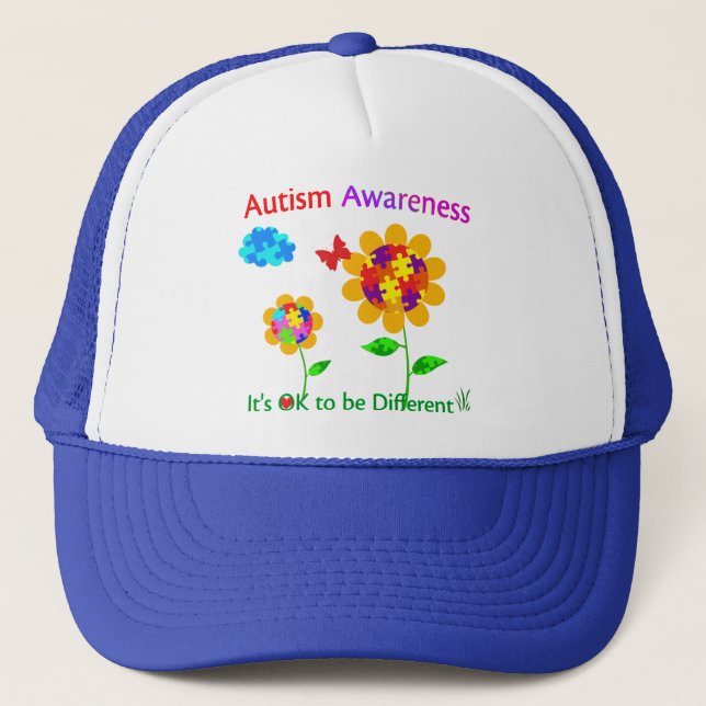 Autism Awareness Sunflower Trucker Hat (Front)