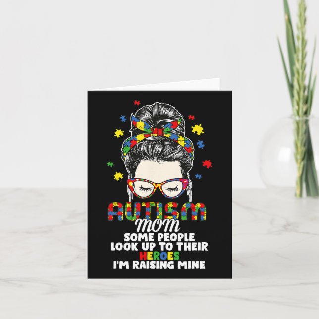 Autism Awareness Superhero Mum  Card (Front)
