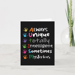 AUTISM AWARENESS Support Autism Kids for Mum Dad 1 Card