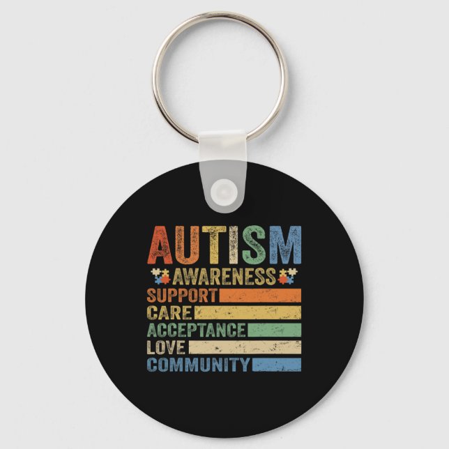 Autism Awareness Support Care Acceptance for women Key Ring (Front)