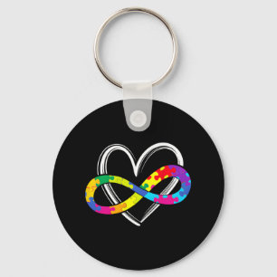 Autism Awareness Support Infinity Heart Love Puzzl Key Ring