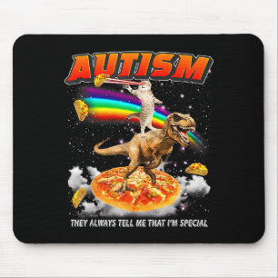 Autism Awareness T-rex Cat Meme Neurodiversity Pri Mouse Pad