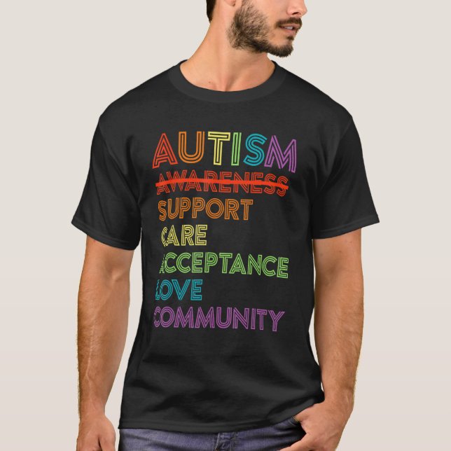 Autism Awareness T Shirt Support Care Acceptance A (Front)