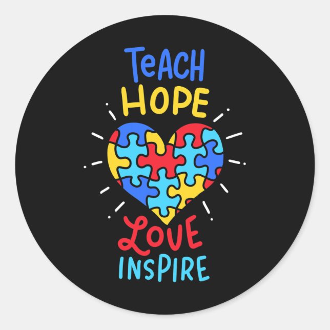 Autism Awareness Teacher  Classic Round Sticker (Front)