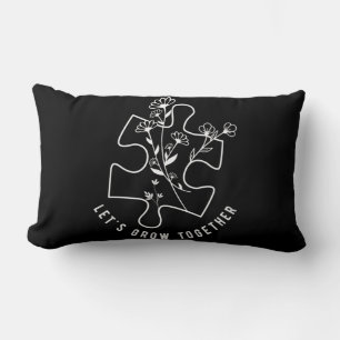 Autism Awareness Teacher Puzzle Piece Let's Grow T Lumbar Cushion
