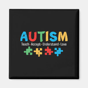 Autism Awareness Teacher Puzzle Teach Accept Under Magnet