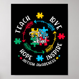 Autism Awareness Teacher Shirt Teach Hope Love Ins Poster