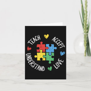 Autism Awareness Teacher Sped Teach Accept Underst Card