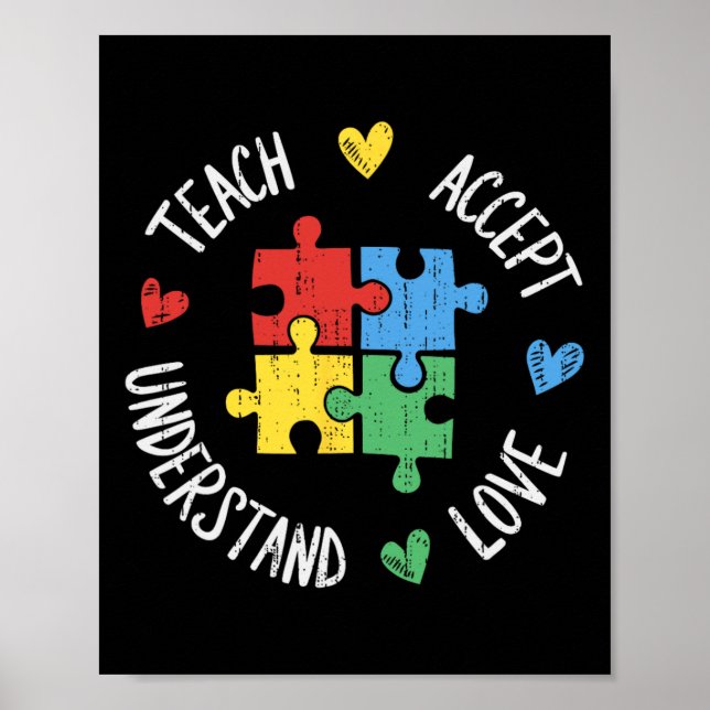 Autism Awareness Teacher Sped Teach Accept Underst Poster (Front)