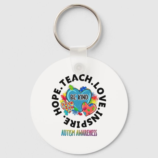 Autism Awareness Teacher Teach Hope Love Inspire M Key Ring (Front)