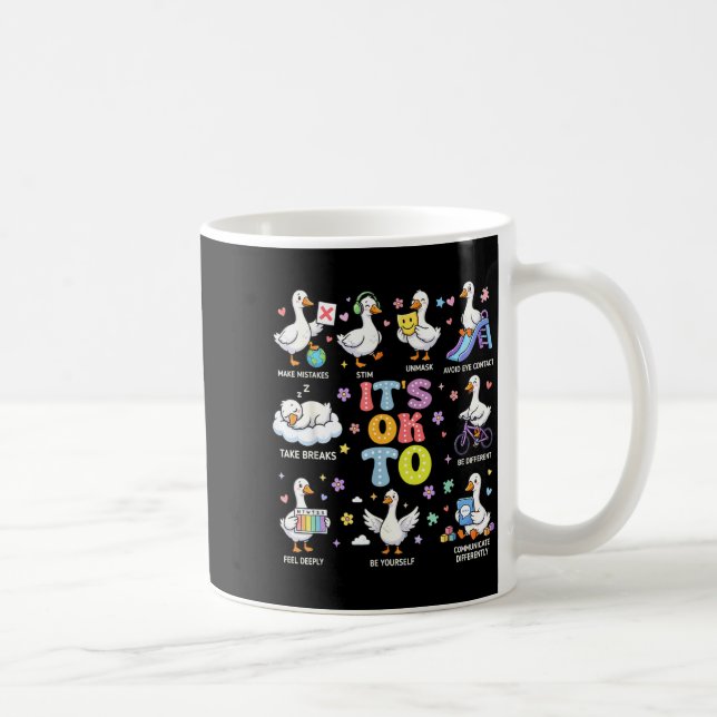 Autism Awareness to Be Different Silly Goose Cute Coffee Mug (Right)