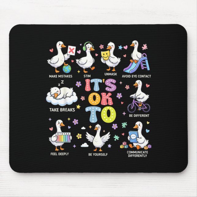 Autism Awareness to Be Different Silly Goose Cute Mouse Pad (Front)