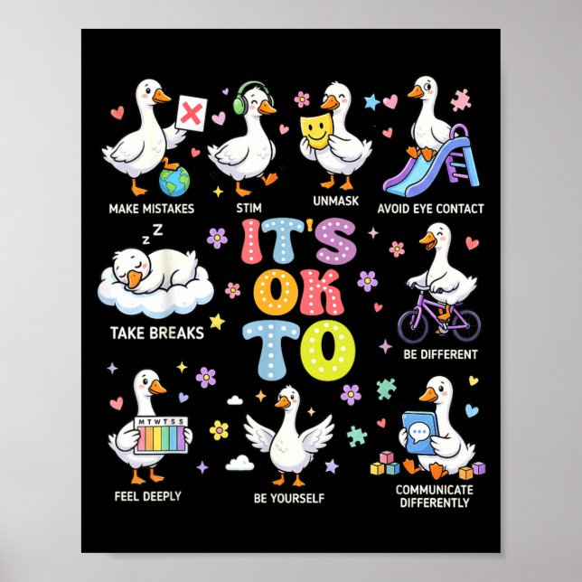 Autism Awareness to Be Different Silly Goose Cute Poster (Front)
