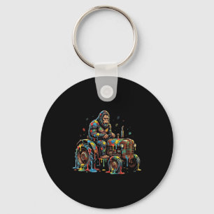 Autism awareness tractor puzzle autistic bigfoot key ring