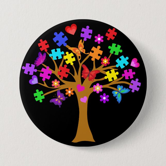 Autism Awareness Tree 7.5 Cm Round Badge (Front)