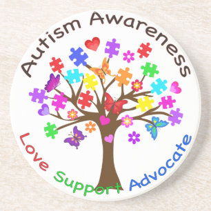 Autism Awareness Tree Coaster