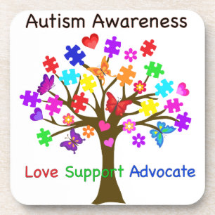 Autism Awareness Tree Coaster