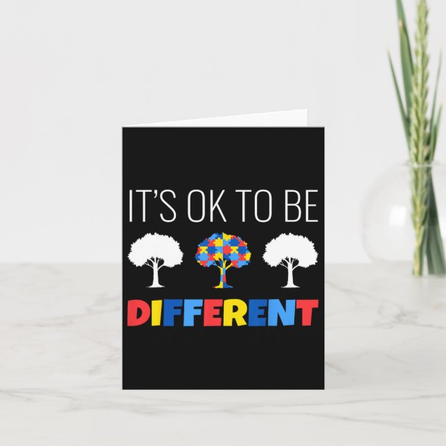 Autism Awareness Tree It’s Ok To Be Different  Card (Front)