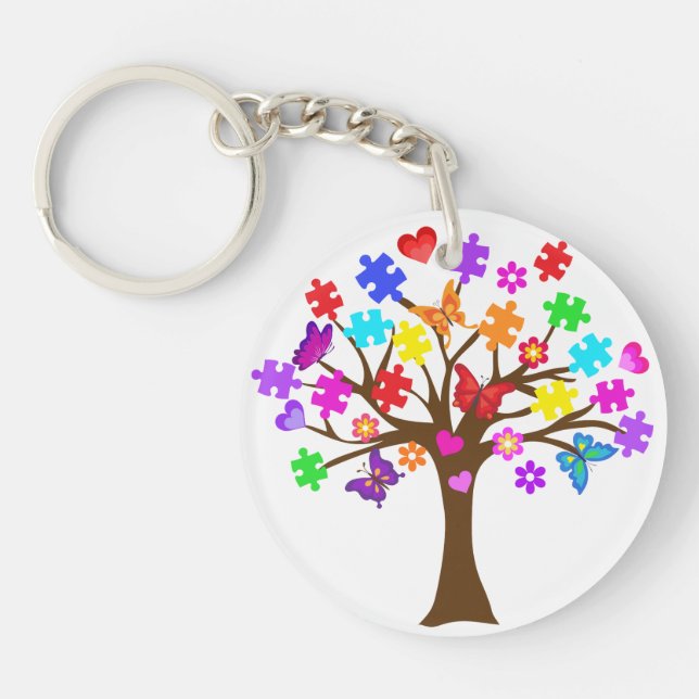 Autism Awareness Tree Key Ring (Front)