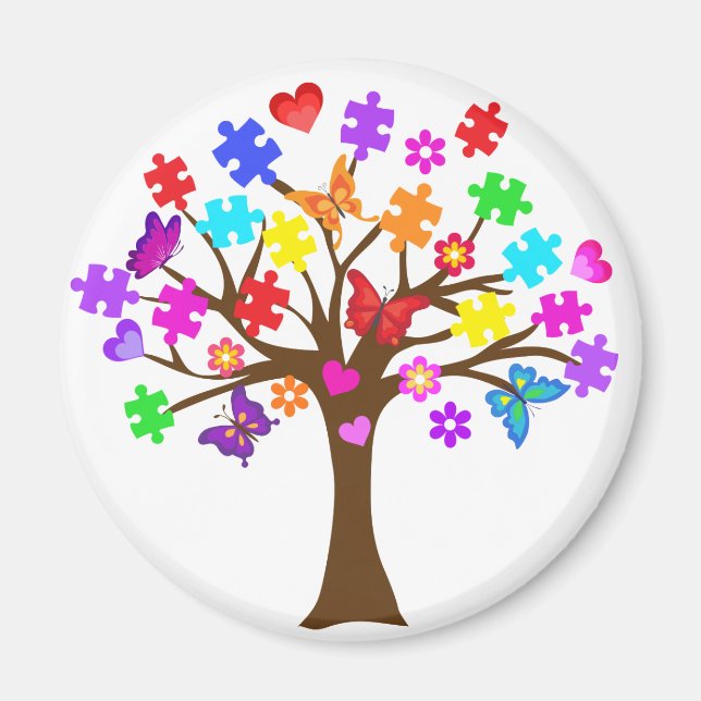 Autism Awareness Tree Magnet (Front)