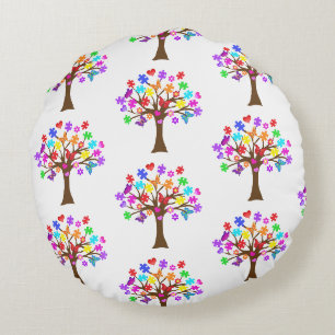 Autism Awareness Tree Round Cushion