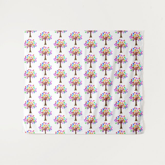 Autism Awareness Tree Tapestry (Front (Horizontal))