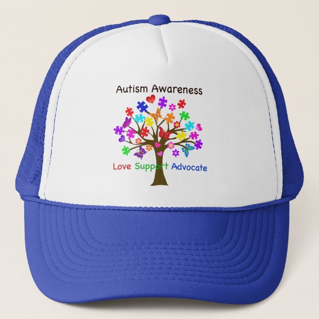 Autism Awareness Tree Trucker Hat (Front)