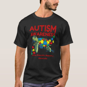 Autism Awareness Turtle Puzzle Mum Kids Teacher Gi T-Shirt