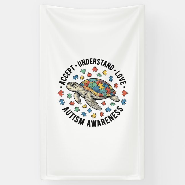 Autism Awareness Turtle Puzzle Vector Design_1 Banner (Vertical)