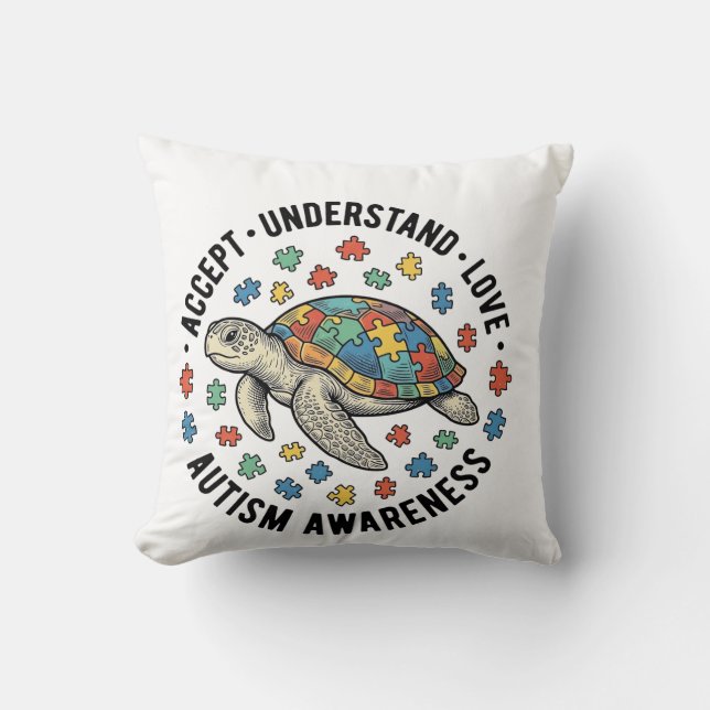 Autism Awareness Turtle Puzzle Vector Design_1 Cushion (Front)