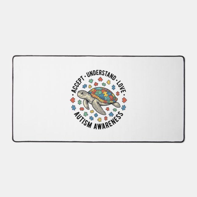 Autism Awareness Turtle Puzzle Vector Design_1 Desk Mat (Front)