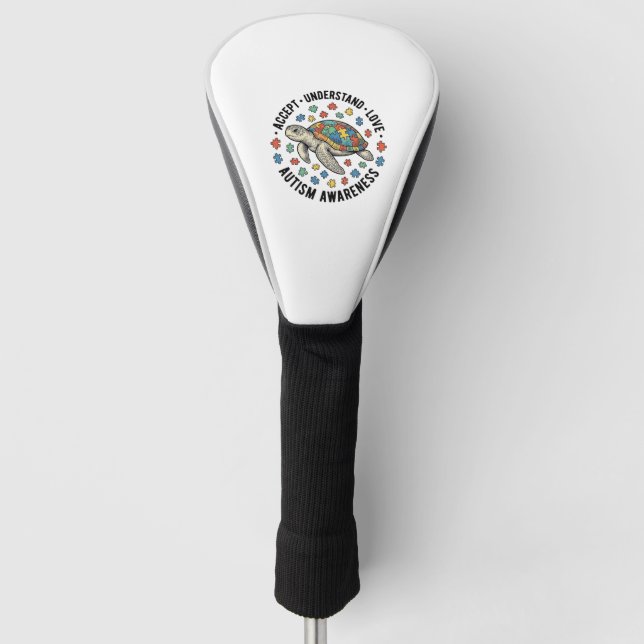 Autism Awareness Turtle Puzzle Vector Design_1 Golf Head Cover (Front)
