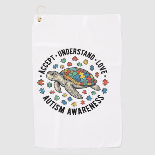 Autism Awareness Turtle Puzzle Vector Design_1 Golf Towel