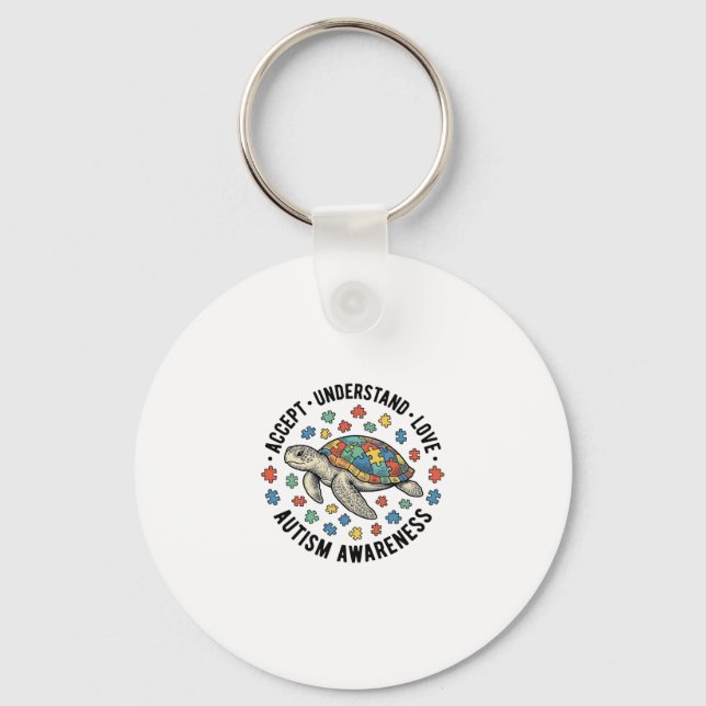 Autism Awareness Turtle Puzzle Vector Design_1 Key Ring (Front)