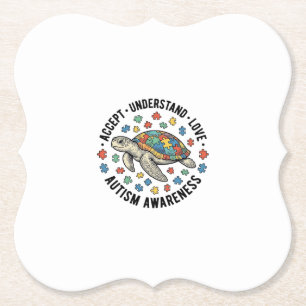 Autism Awareness Turtle Puzzle Vector Design_1 Paper Coaster