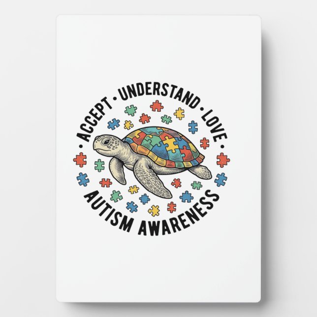 Autism Awareness Turtle Puzzle Vector Design_1 Plaque (Front)