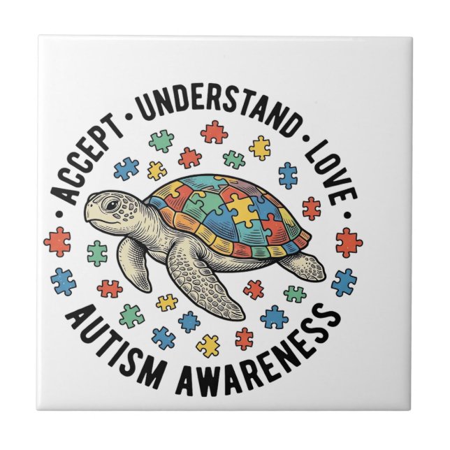 Autism Awareness Turtle Puzzle Vector Design_1 Tile (Front)