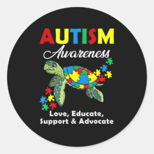 Autism Awareness Turtles Puzzle Mum Support Autist Classic Round Sticker