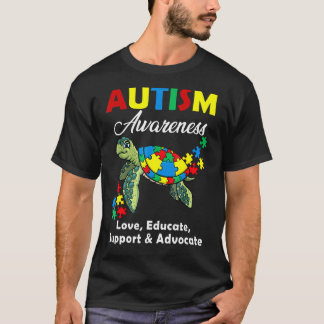 Autism Awareness Turtles Puzzle Mum Support Autist T-Shirt