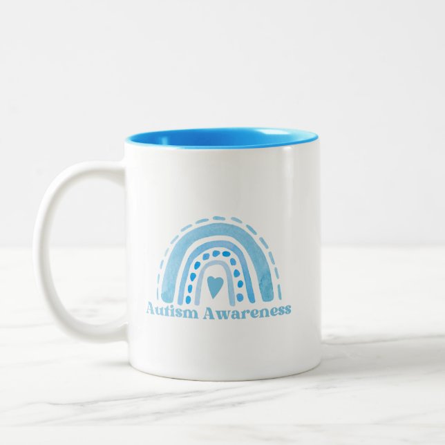 Autism Awareness Two-Tone Mug, 11 oz Coffee Mug (Left)