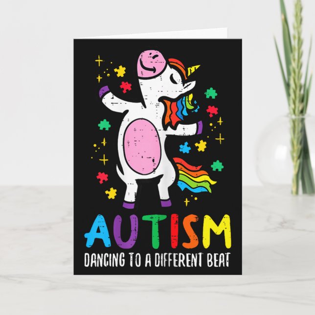 Autism Awareness Uncicorn Dancing Different Beat G Card (Front)