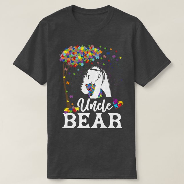 Autism Awareness Uncle Bear Support Autistic Premi T-Shirt (Design Front)