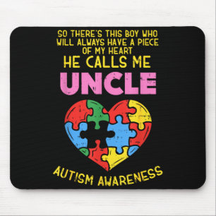 Autism Awareness Uncle Shirt Boy Piece Of My Heart Mouse Pad