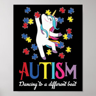 Autism awareness Unicorn Dancing To A Different Poster