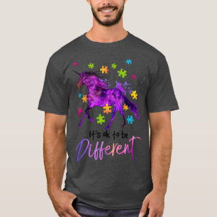 Autism Awareness Unicorn Mask Its Ok To Be Differe T-Shirt