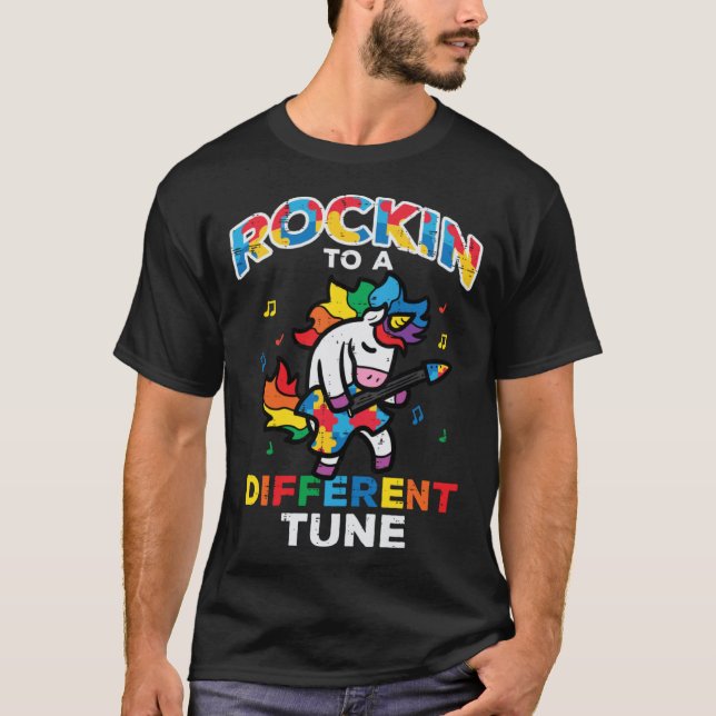 Autism Awareness Unicorn Rockin Different Tune Tod T-Shirt (Front)