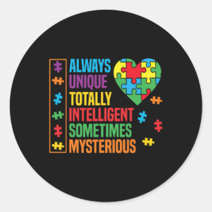 Autism Awareness Unique Intelligent Mysterious 1  Classic Round Sticker